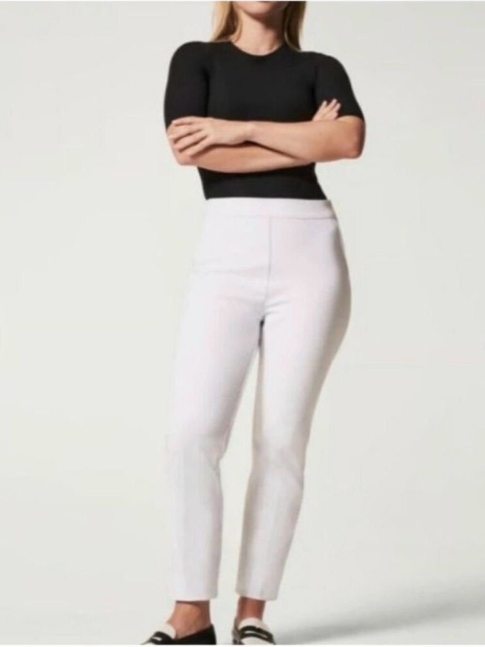Spanx Straight Leg Cropped White Pants